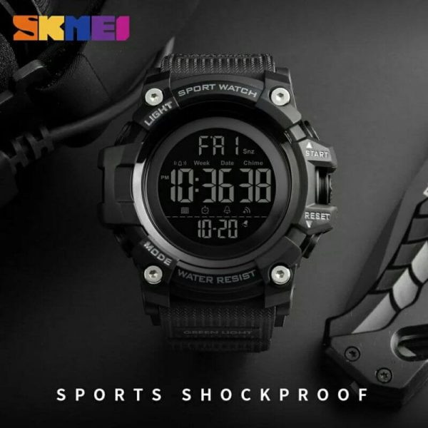 SKMEI 1384 Men's Outdoor Sports Electronic Backlight Waterproof Multi-time Alarm Watch - Black - Image 2