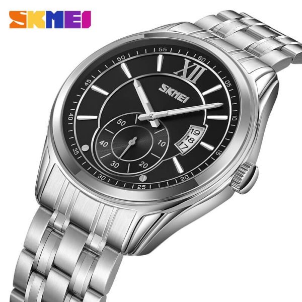 SKMEI 9319 Men's Business Elegant Casual Lumnious Date Display Stainless Steel Analog Watch - Silver/Black