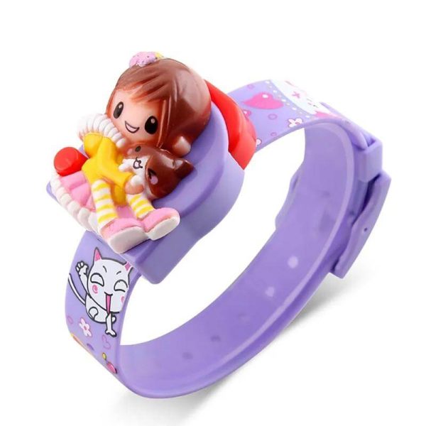 SKMEI 1240 Baby Kids Watch Fashionable Doll Cartoon Design Digital Silicone Strap - Purple