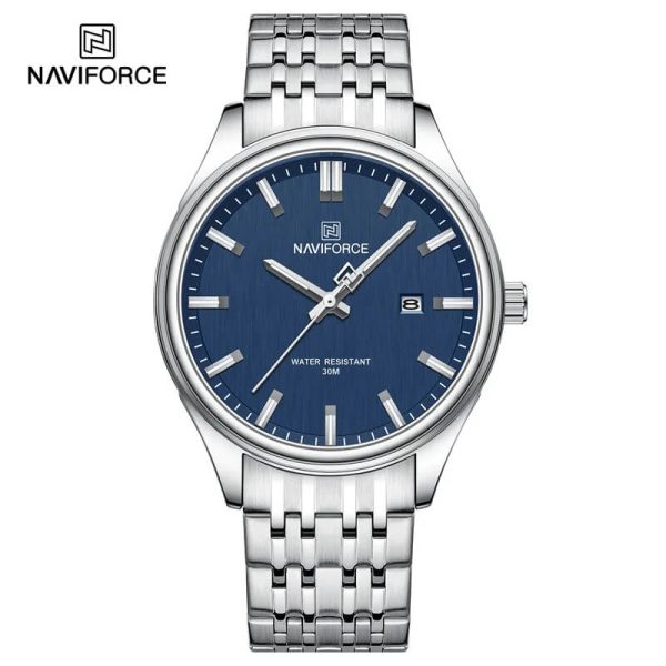 NaviForce NF8039 Simple Business Fashion Quartz Date Display Stainless Steel Watch For Men - Blue/Silver - Image 3