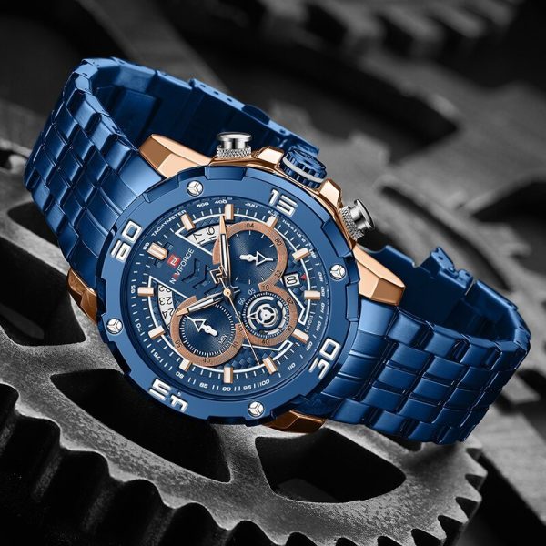 NAVIFORCE  NF9175 Stainless Steel Chronograph Watch For Men - Blue - Image 3