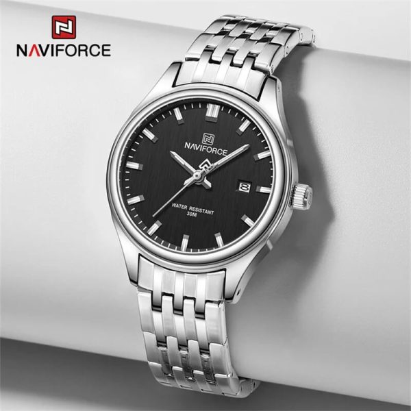 NaviForce NF8039 Simple Business Fashion Quartz Date Display Stainless Steel Watch For Women - Black/Silver - Image 2