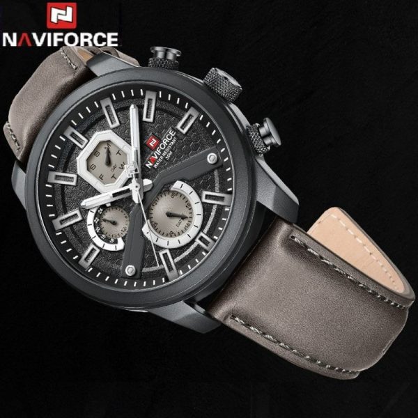 NaviForce NF9211 Men's Fashion Chronograph Day Date Display Leather Strap Luminous Watch - Brown - Image 3