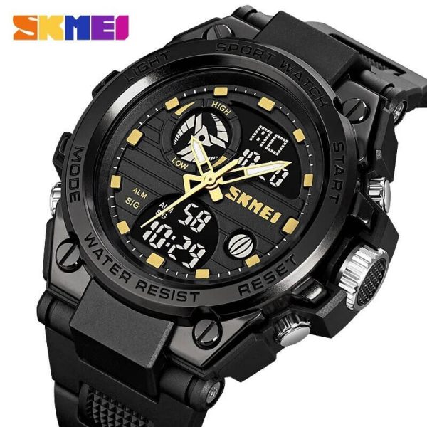 SKMEI 2031 Men's Multifunction Chrono Digital Analog Movement Back Light Sport Watch  - Yellow/Black