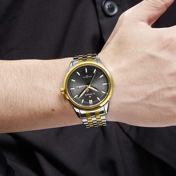 NaviForce NF9203 Men's Casual Day Date Display Stainless Steel Luminous Quartz Watch - Black/Golden - Image 2