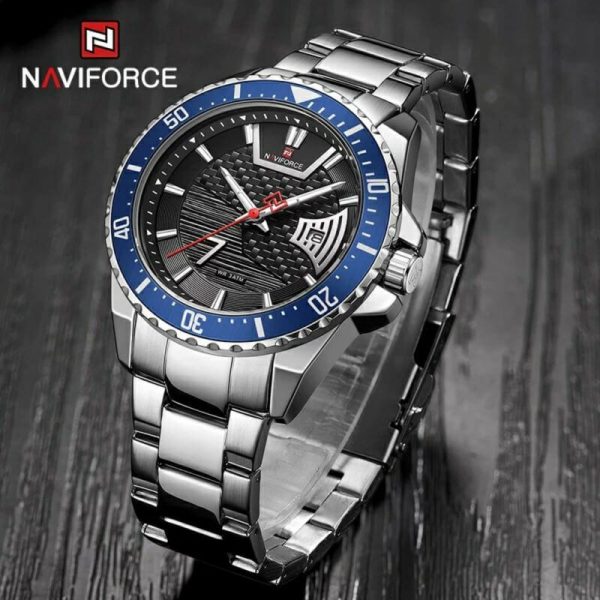 NAVIFORCE NF9191 Men's Classic Stainless Steel Luminous Analog Casual Watch - Blue/Silver - Image 3