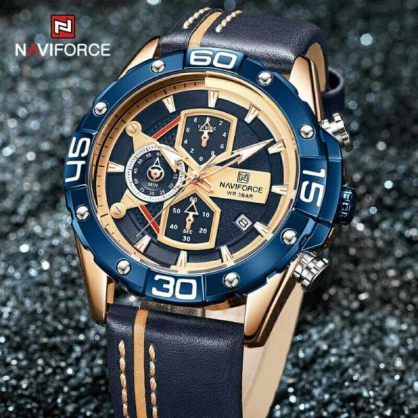 NAVIFORCE NF8018 Modern Casual Design Multi-function Chronograph Watch For Men  - Blue - Image 2