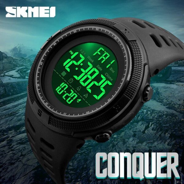 SKMEI 1251 Men Sports Multifunction Alarm Clock Digital LED Waterproof Watch - Black