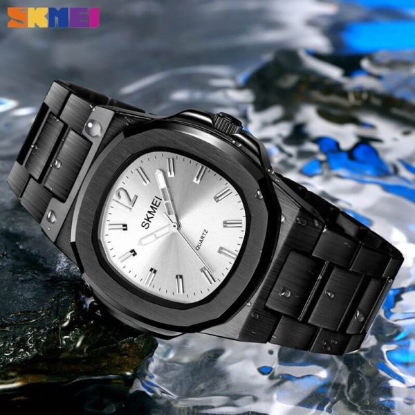 SKMEI 1794 Elegant Classic Stainless Steel Quartz Watch For Men - Black/white - Image 4