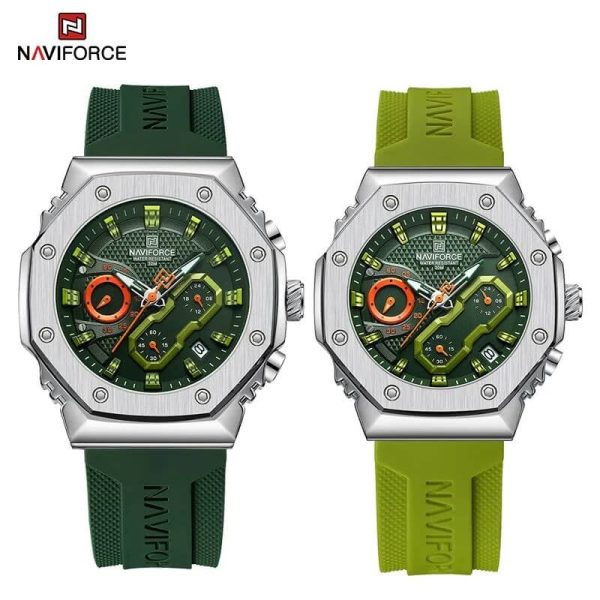 NaviForce NF8035 Fashion Chronograph Date Display Silicone Strap Couple Watch - Green