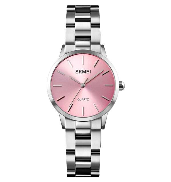 SKMEI 1695 Women's Top Luxury Stainless Steel Quartz Movement Watch - Silver/Pink - Image 2