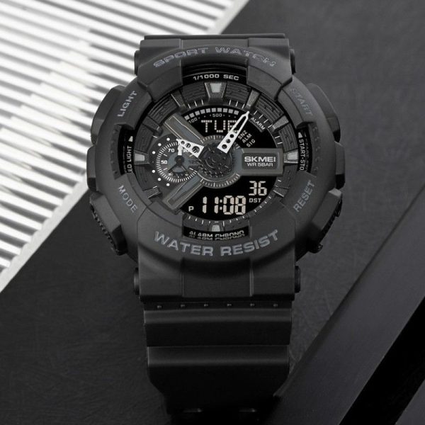 SKMEI 1834 Dual Time Analog Digital Fashion Military Countdown Sports Watch For Men - Black - Image 2