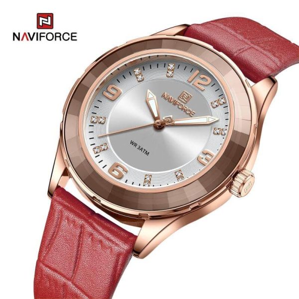 NaviForce NF5040 Women's Elegant Simple Analog Luminous Leather Strap Watch - Red