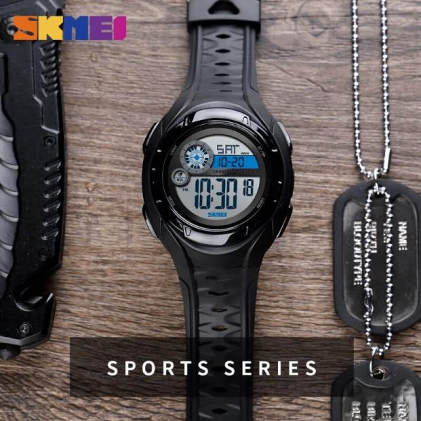 SKMEI 1470 New Sports Chronograph Alarm 2 Time Week Display Digital Wristwatch For Men -Black - Image 4