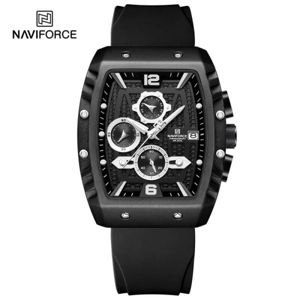 NaviForce NF8025 Fashion Multifunction Barrel Shape Chronograph Watch For Men - Black - Image 2