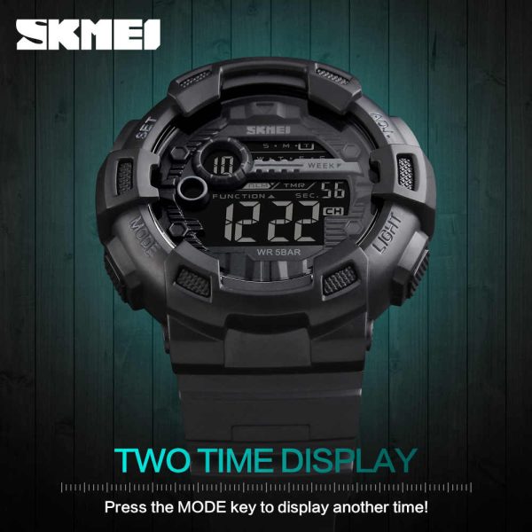 SKMEI 1243 Multi-Function Chronograph LED Digital Sports Watch For Men - Black - Image 3