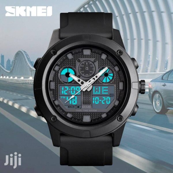 SKMEI 1514 Multifunction Outdoor Digital Analog Luminous Complete Calendar Wristwatch For Men - Black - Image 2