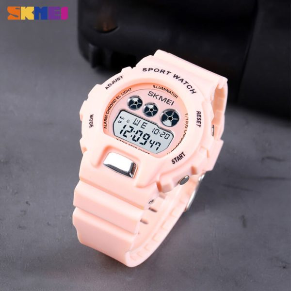 SKMEI 1775 Unisex Fashion Digital Luminous Display Chronograph Waterproof Sport Watch - Pink - Image 3