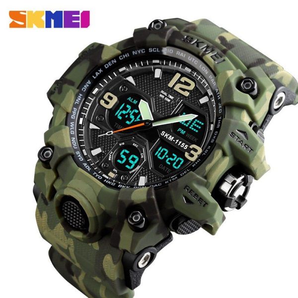 SKMEI 1155 Military Dual Time Multifunction Sporty Waterproof Mud Master Watch for Men - Green