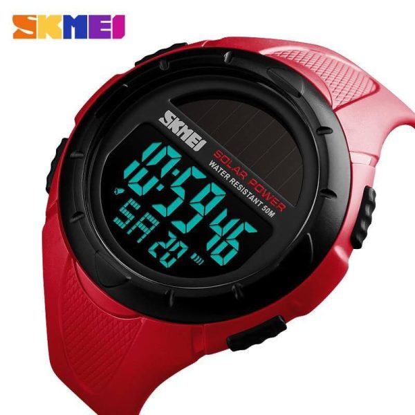 SKMEI 1405 Solar Power LED Digital 50M Waterproof Luminous Watch - Red