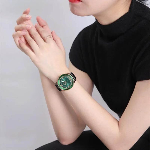 NaviForce NF5040 Women's Elegant Simple Analog Luminous Leather Strap Watch - Green/Black - Image 2