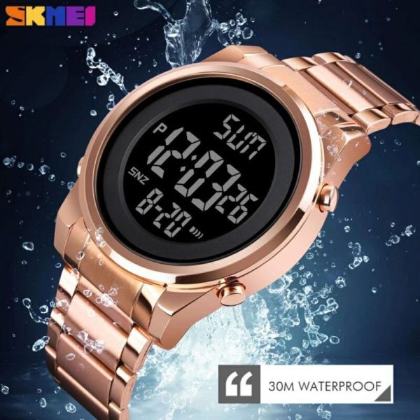 SKMEI 1611 Dual Time Digital Chrono Stainless Steel Waterproof Watch for Men - RoseGold - Image 2