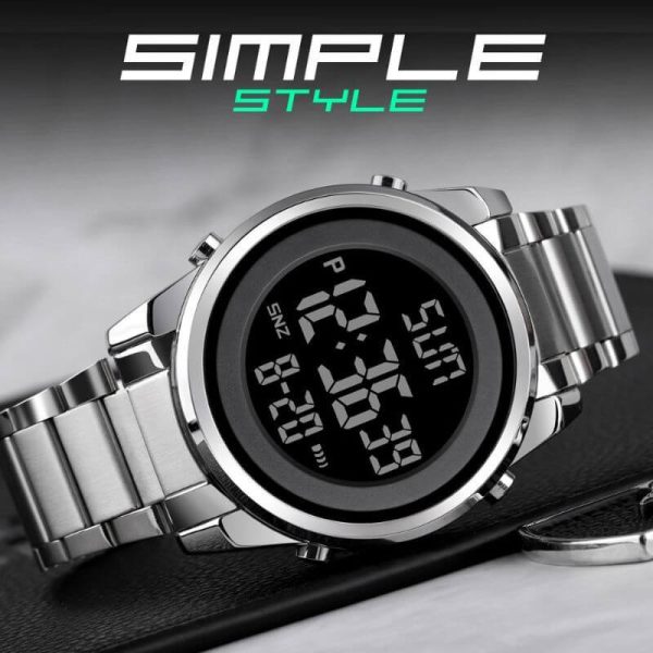 SKMEI 1611 Dual Time Digital Chrono Stainless Steel Waterproof Watch for Men - Silver - Image 3