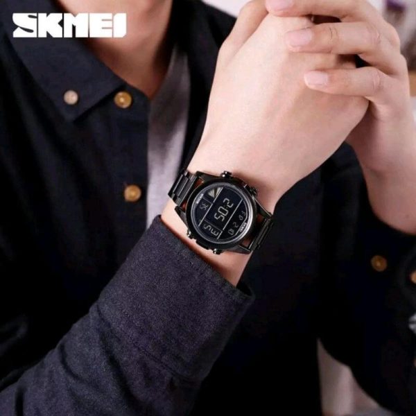 SKMEI 1448 New Fashion Digital Waterproof Multifunction Stainless Steel Wristwatch For Men - Black - Image 2