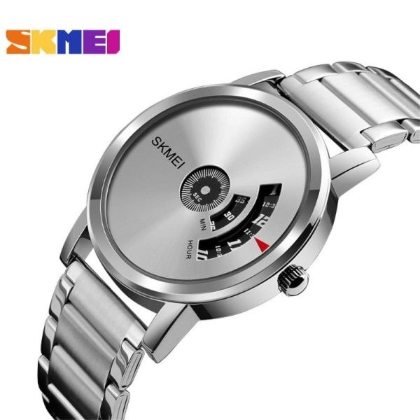 SKMEI 1260 Luxury Stainless Steel Unique Dial Unisex Watch - Silver