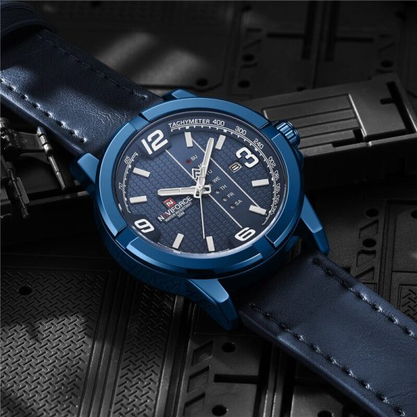 NaviForce NF9177 Top Luxury Series Day Date Function Analogue Quartz Watch - Blue - Image 2