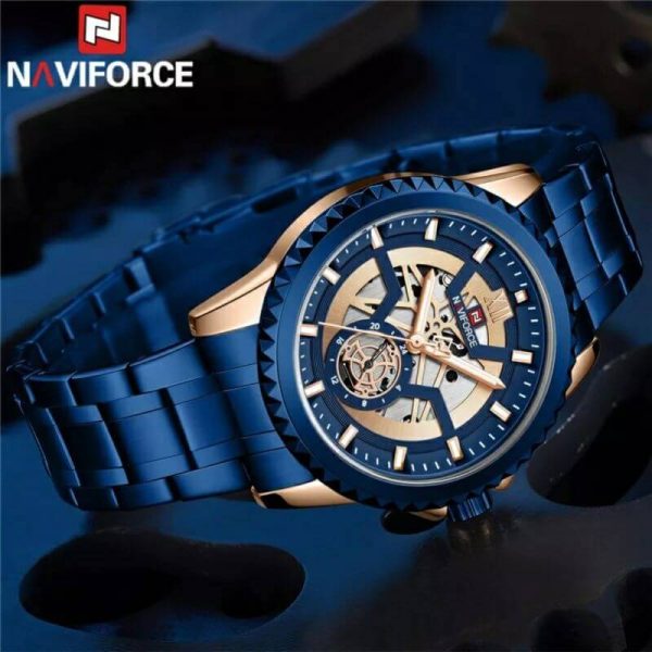 NAVIFORCE NF9186 Multifunction Stainless Steel Analog Wrist Watch For Men - Blue - Image 3