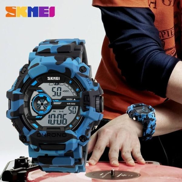 SKMEI 1233-Multifunction Chronograph LED Digital Waterproof Sports Watch For Men - Blue - Image 2