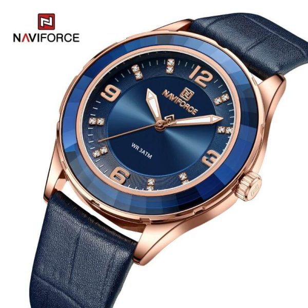 NaviForce NF5040 Women's Elegant Simple Analog Luminous Leather Strap Watch - Blue