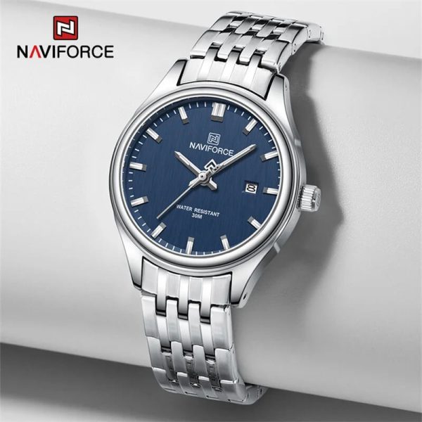 NaviForce NF8039 Simple Business Fashion Quartz Date Display Stainless Steel Watch For Women - Blue/Silver - Image 2