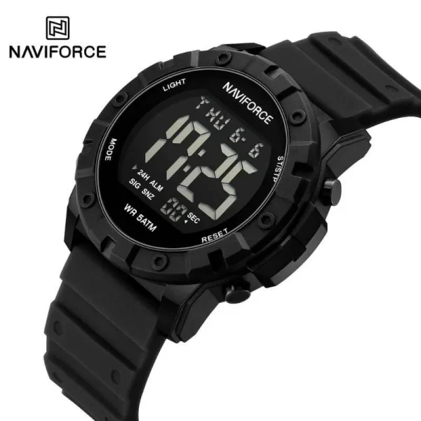 NaviForce NF7110 Business Fashion Digital Movement Silicon Strap Watch For Men - Black