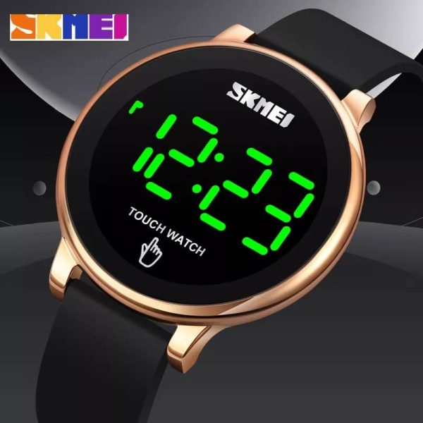 SKMEI 1842 Men's Digital Touch Screen LED Display Multifunction Silicon Strap Watch - RoseGold - Image 2