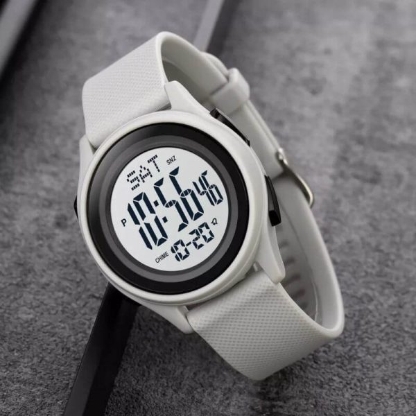 SKMEI 1895 Casual Slim Dial Countdown Sport LED Light Chrono Alarm Digital Wristwatch For Men - Grey - Image 4