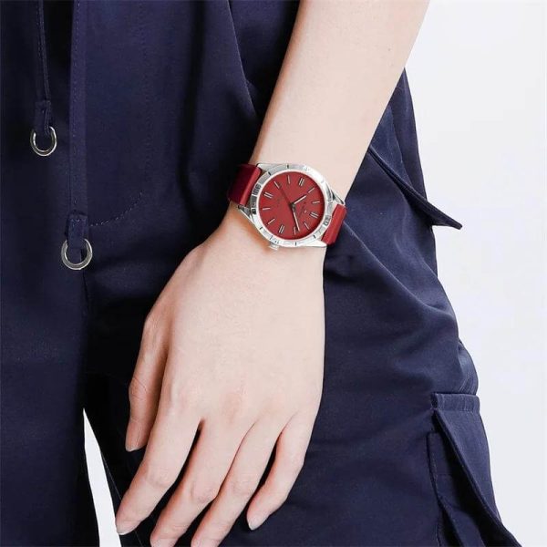 NaviForce NF5041 Women's Simple Analog Silicone Strap Round Dial Luminous Watch - Silver/Red - Image 2