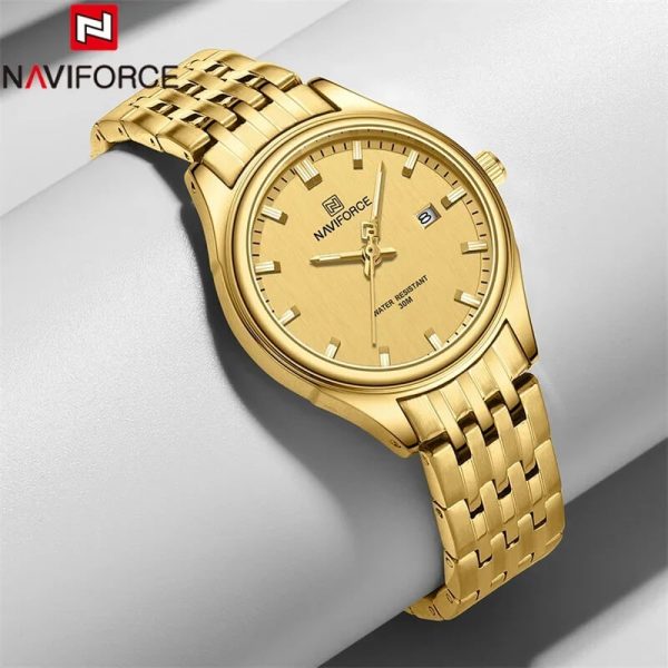 NaviForce NF8039 Simple Business Fashion Quartz Date Display Stainless Steel Watch For Women - Golden - Image 2