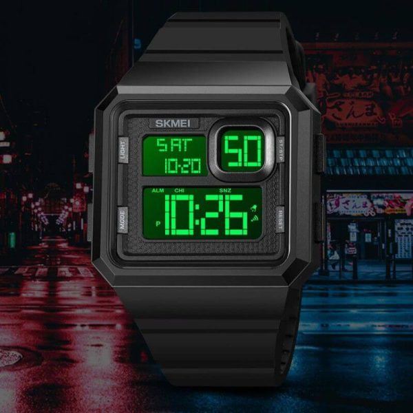 SKMEI 1877 Fashion Outdoor Multifunction Countdown LED Digital Wristwatch For Men - Black - Image 3