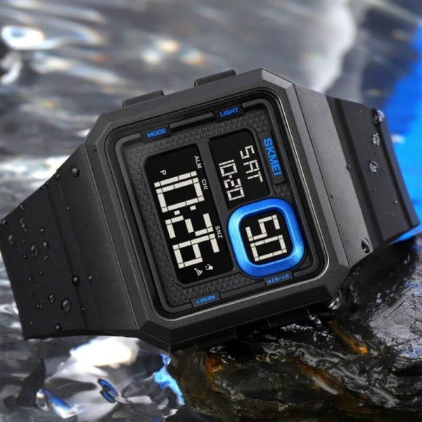 SKMEI 1877 Fashion Outdoor Multifunction Countdown LED Digital Wristwatch For Men - Black/Blue - Image 3