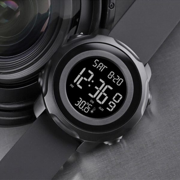 SKMEI 1682 Fashion Outdoor Multifunction Digital Body Ambient Temperature Fitness Watch For Men - Black - Image 3