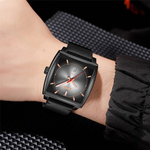 SKMEI 9316 Men's Causal Business Quartz Square Date Display Wristwatch - Black/Silver - Image 2