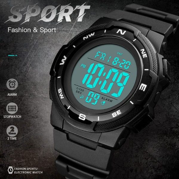 SKMEI 1423 Digital Sports Waterproof Luminous Multifunction Watch For Men  - Black - Image 2