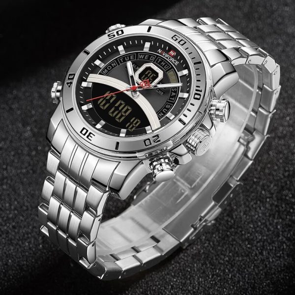 NAVIFORCE NF9181 Men Watches Top Brand Stainless Steel Quartz Watch - Silver - Image 2