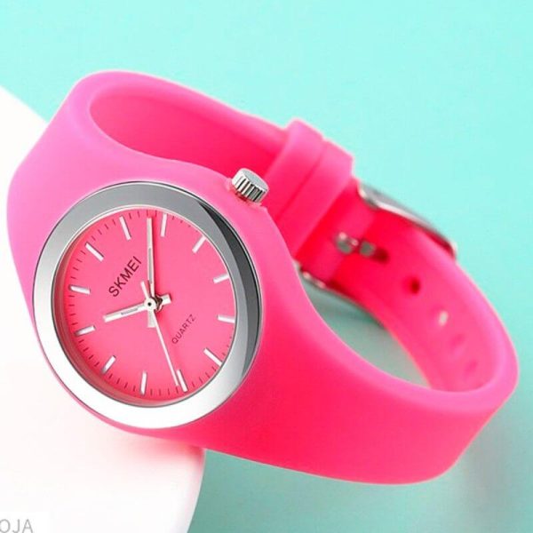 SKMEI 1722 Simple Design  Luxury Analog Silicone Strap Wrist Watch For Women - Pink - Image 4