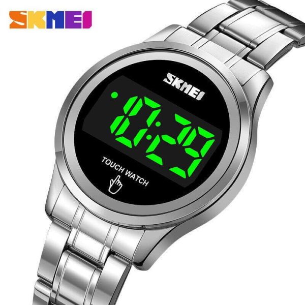 SKMEI 1737 LED Display Date Timer Digital Stainless Steel Waterproof Touch Watch For Women - Silver