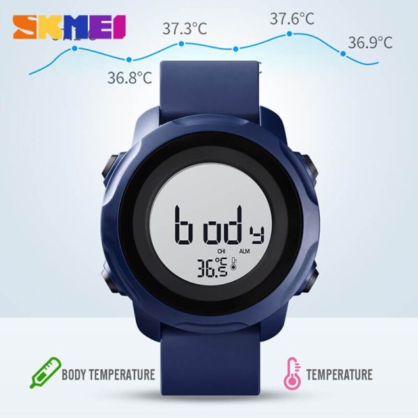 SKMEI 1682 Fashion Outdoor Multifunction Digital Body Ambient Temperature Fitness Watch For Men - White/Blue - Image 2