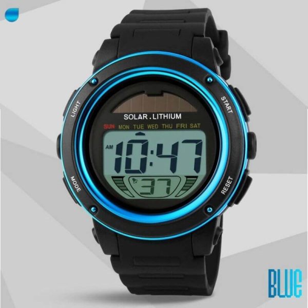 SKMEI 1096 Small Dial Solar Powered Digital Chronograph Sporty Watch - Blue - Image 2