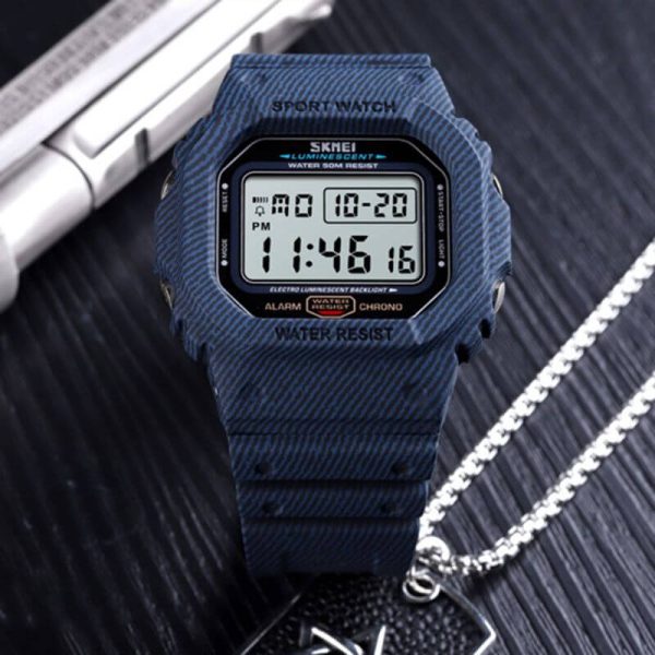 SKMEI 1471 New Men's Sport Digital Backlight Alarm Week Outdoor Waterproof Wrist watch - Blue - Image 3